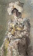 Mikhail Vrubel Portrait of Nadezhda zabela-Vrubel.the Artist's wife,wearing an empire-styles summer dress made to his design France oil painting artist